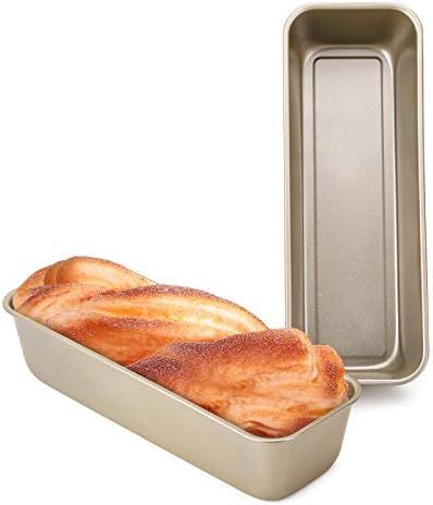 Long Loaf Pan, Beasea 12x4 Inch Rectangle Bread Loaf Pan Set of 2, Nonstick Bread Pans Carbon Ste... | Amazon (US)