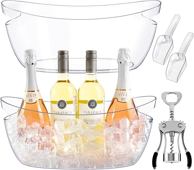 Ice Buckets for Parties,Ice Bucket Bowls of 2pcs with Scoops(2pcs)&Metal Wine Bottle Opener,5.5L ... | Amazon (US)