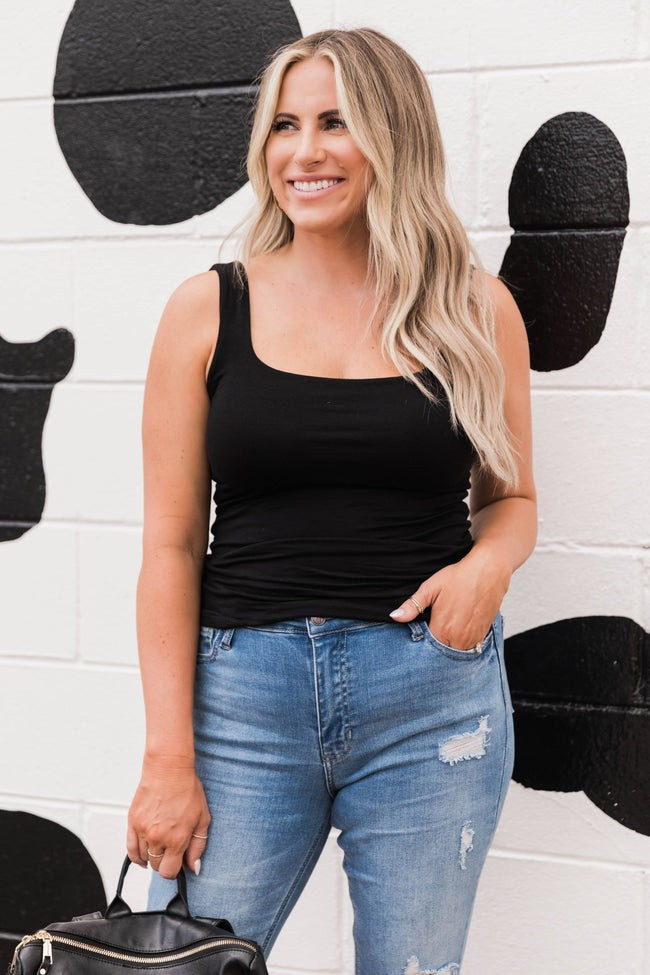 Komfy Black Tank - Krista X Pink Lily | Pink Lily