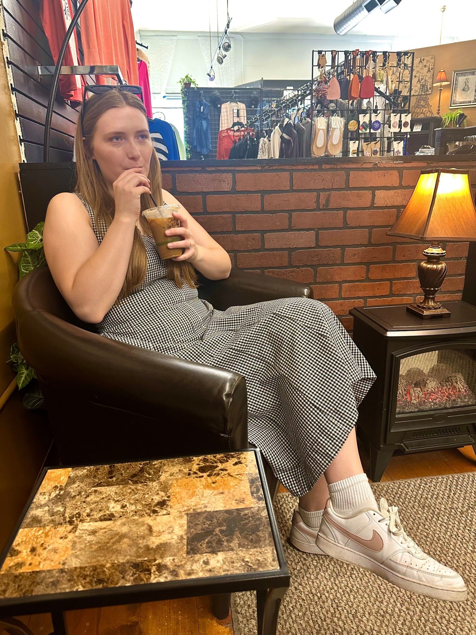 Morning coffee run ☕️ 

I am 5’8” wearing a size 10 gingham dress from Target.
#LTKgingham #LTKDress #LTKSummerdress #LTKModest 