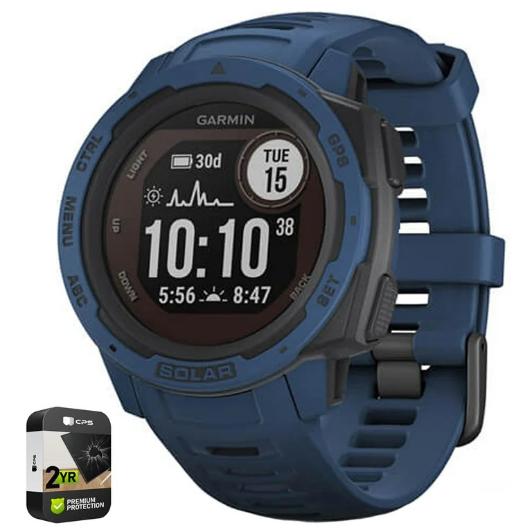 Garmin 010-02293-11 Instinct Solar Rugged Outdoor Watch with GPS Tidal Blue Bundle with 2 Year Ac... | Walmart (US)