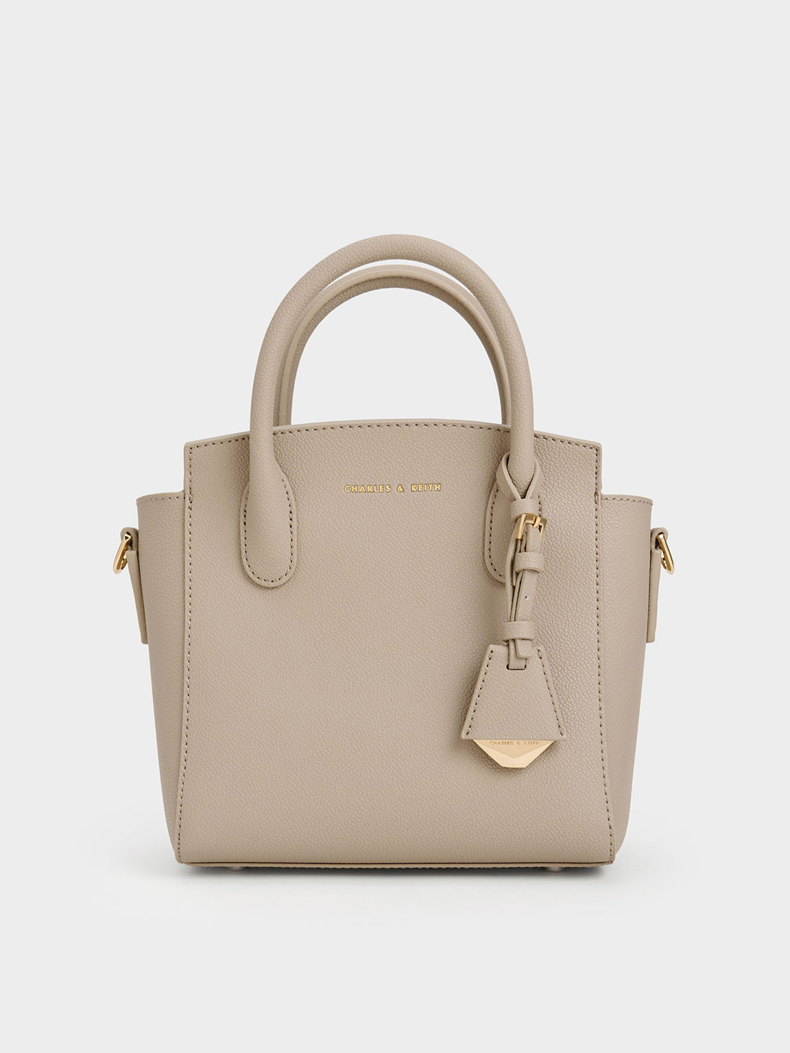 Taupe Harper Structured Top Handle Bag | CHARLES & KEITH UK | Charles & Keith UK