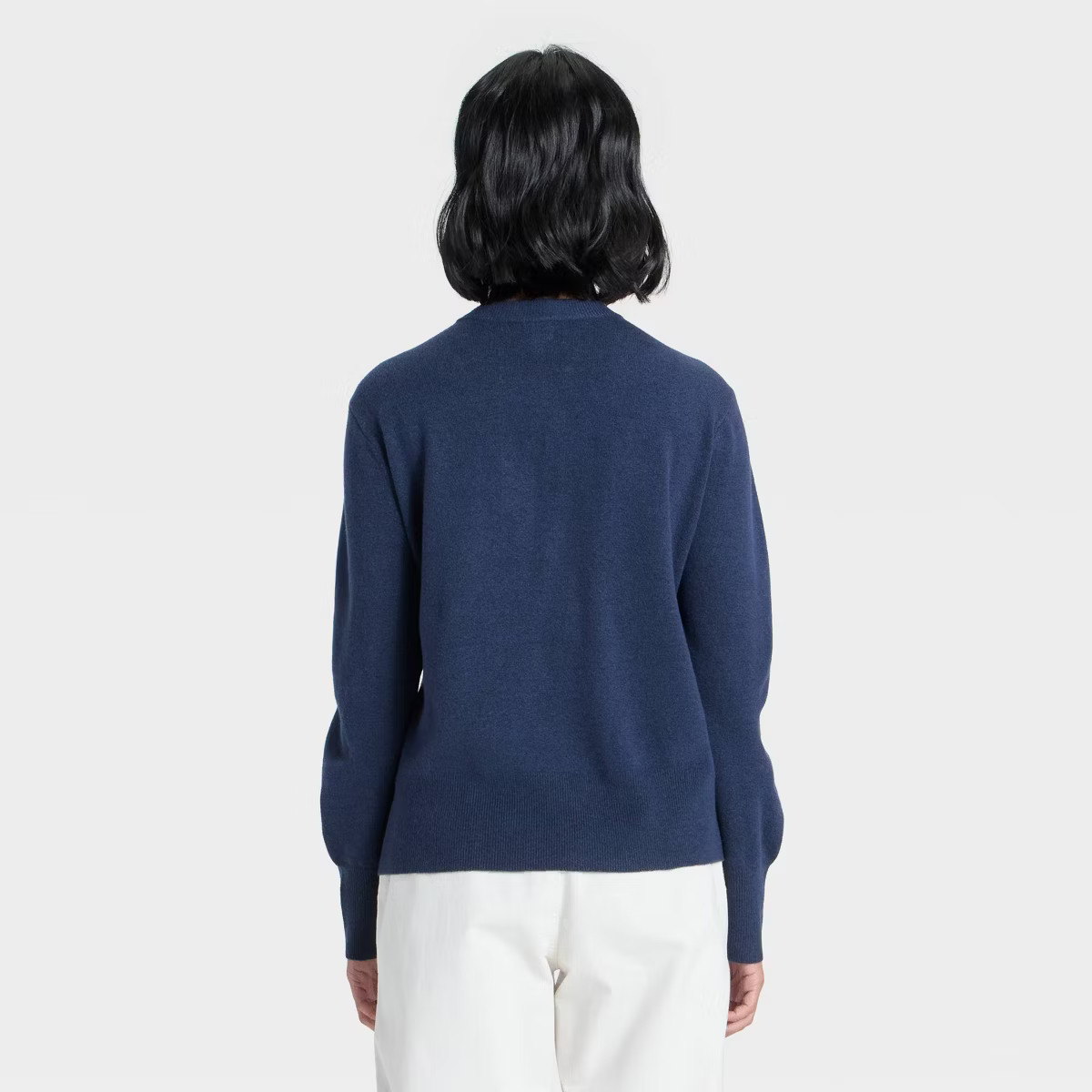 Women's Cozy Knit Relaxed V-Neck Pullover - A New Day™ Navy S | Target