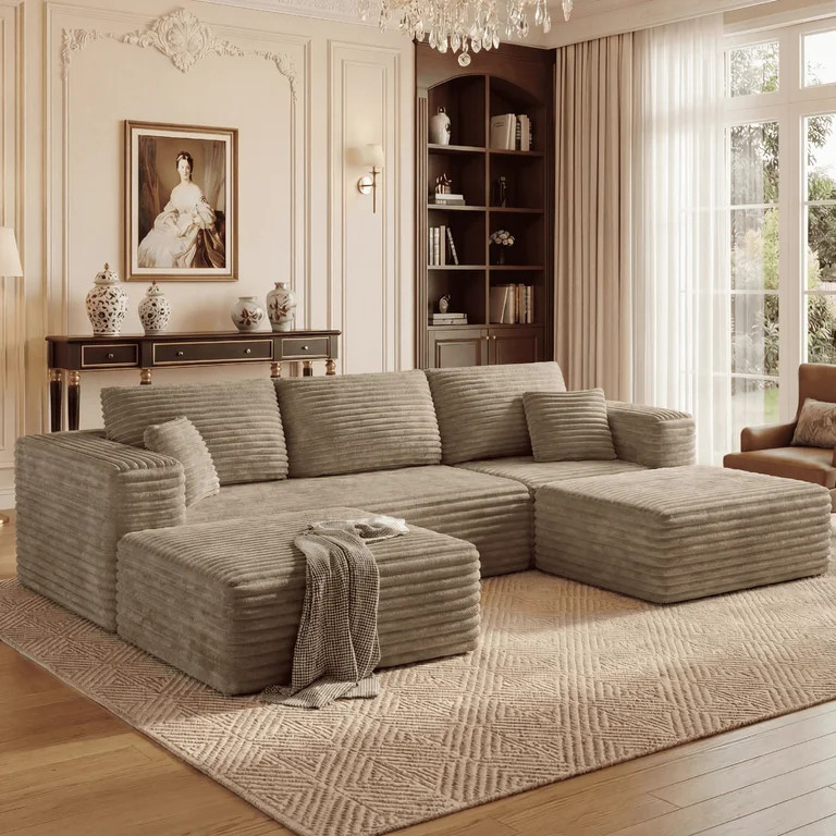 Cubente 108" Sectional Couch, Cloud Sofa, Boneless Couch No Assembly Required Modular Couch U-sha... | Walmart (US)