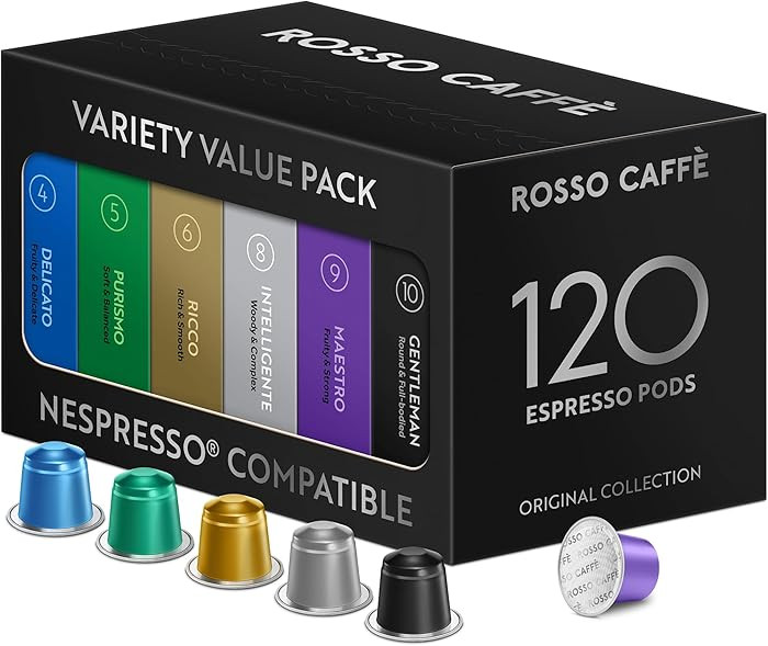 ROSSO CAFFÈ 120 Espresso Coffee Pods for Nespresso Original Machines, Premium Capsules, Variety ... | Amazon (US)