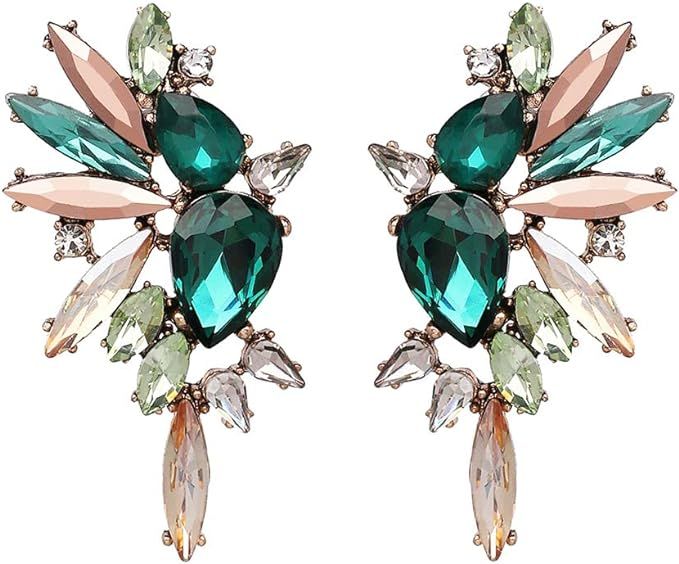 Fahion Statement Vintage Drop Dangle Earrings for Women Girls Green Crystal Earrings | Amazon (US)