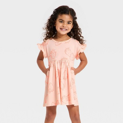 Toddler Girls' Strawberries Short Sleeve Dress - Cat & Jack™ Light Pink 18M | Target