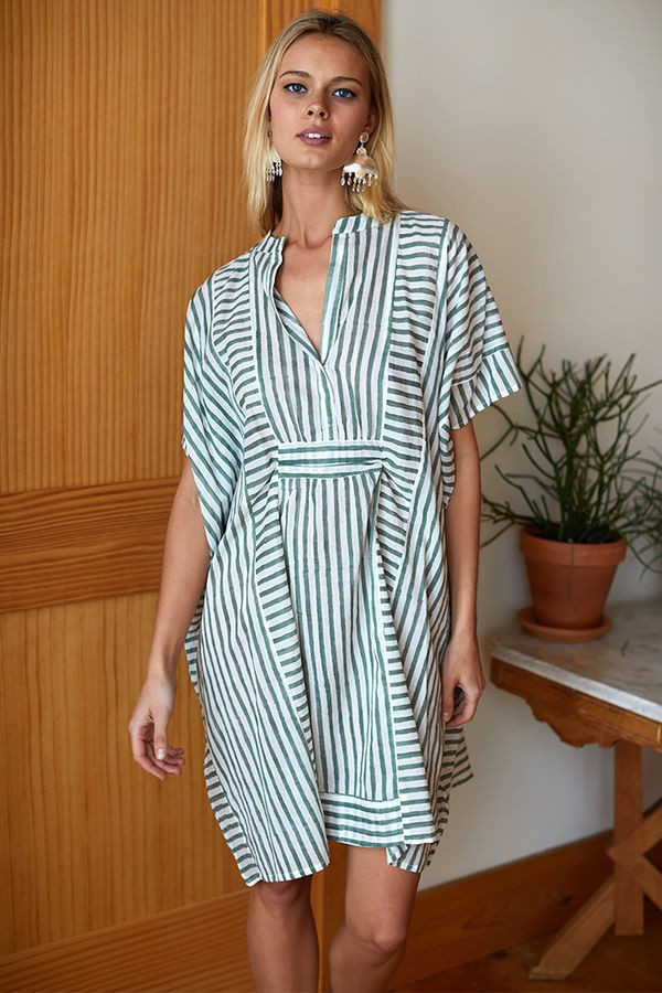 Moss Striped Emerson Short Caftan | Tuckernuck (US)