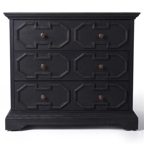 Luke French Country Black Oak Wood 3 Drawer Dresser - Small | Kathy Kuo Home