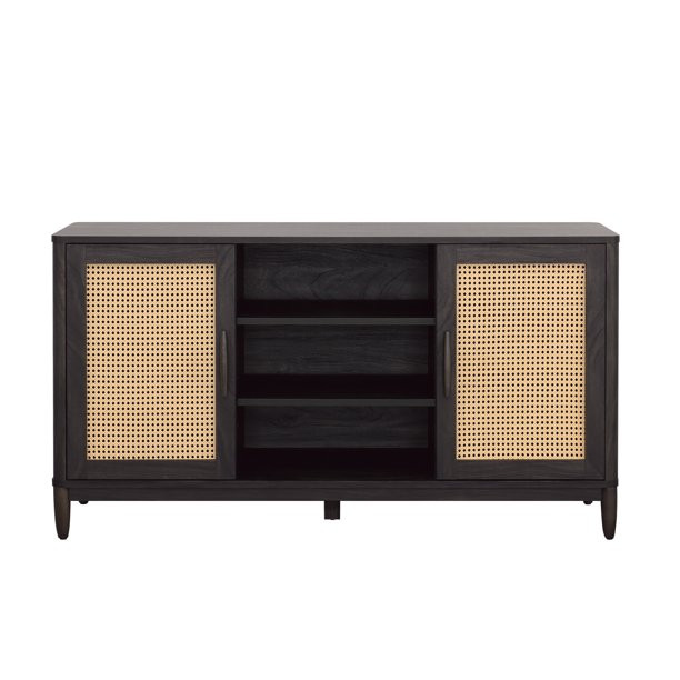 Better Homes & Gardens Springwood Cane TV Stand for TV's up to 65", Charcoal Finish | Walmart (US)