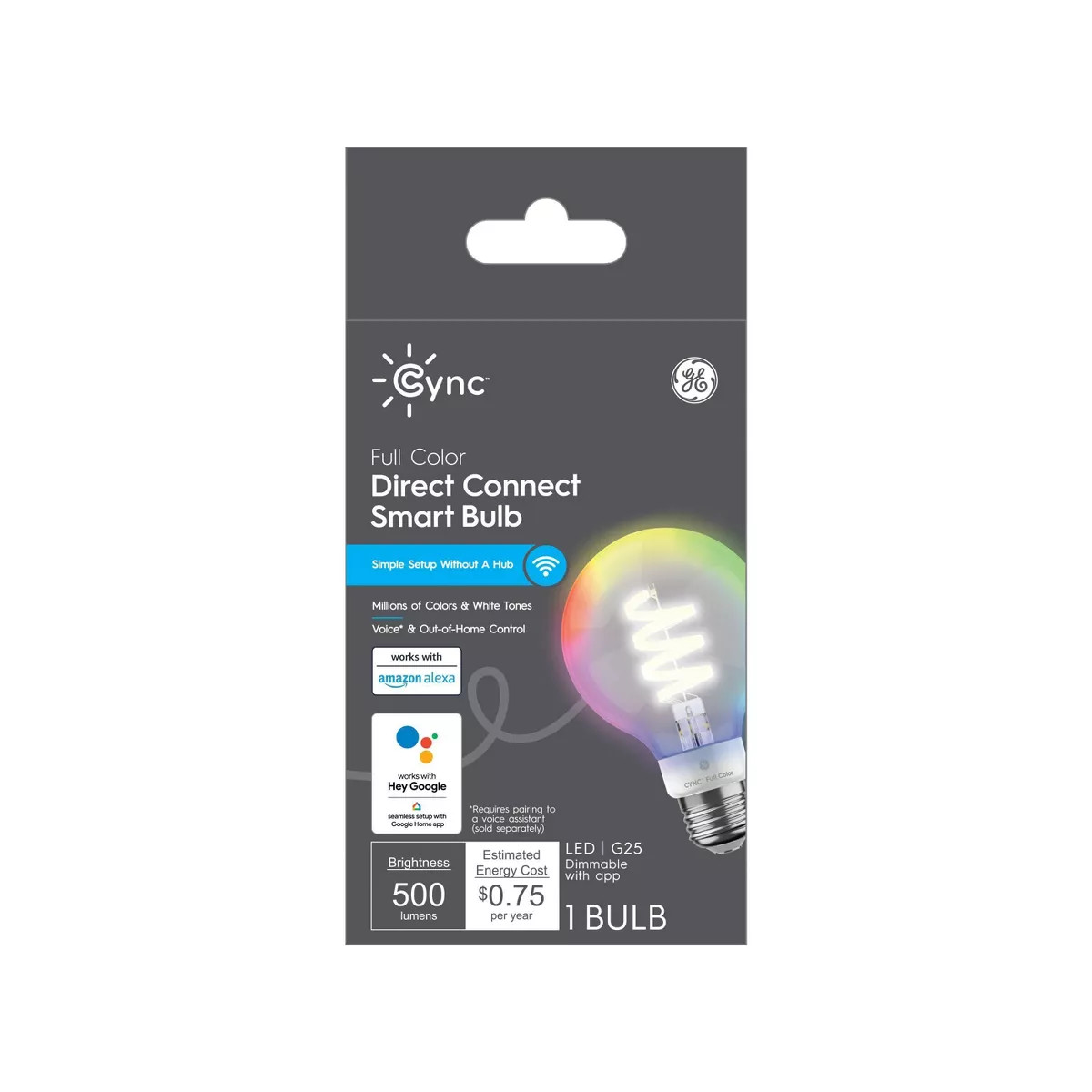 GE CYNC Smart G25 LED Globe Light Bulb Full Color: E26 Base, Color Changing, Bluetooth, Energy St... | Target