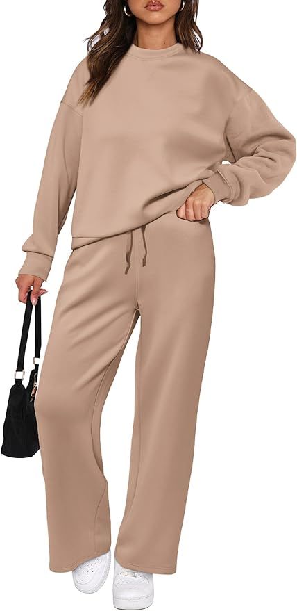 PRETTYGARDEN Women's 2 Piece Outfits 2023 Fall Long Sleeve Pullover Tops And Long Pants Lounge Se... | Amazon (US)
