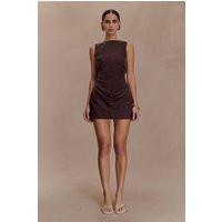 Bexley Draped Mini Dress - Dark Chocolate I MESHKI I Size XS | MESHKI US