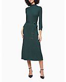 Ribbed Mock Neck Belted Sweater Dress | Calvin Klein | Calvin Klein (US)