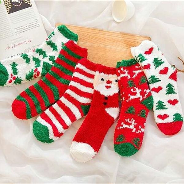 Willstar 1/3/6 Pairs Snowflake Deer Christmas Soft Fluffy Lounge Socks For Mens Women Warm Winter... | Walmart (US)