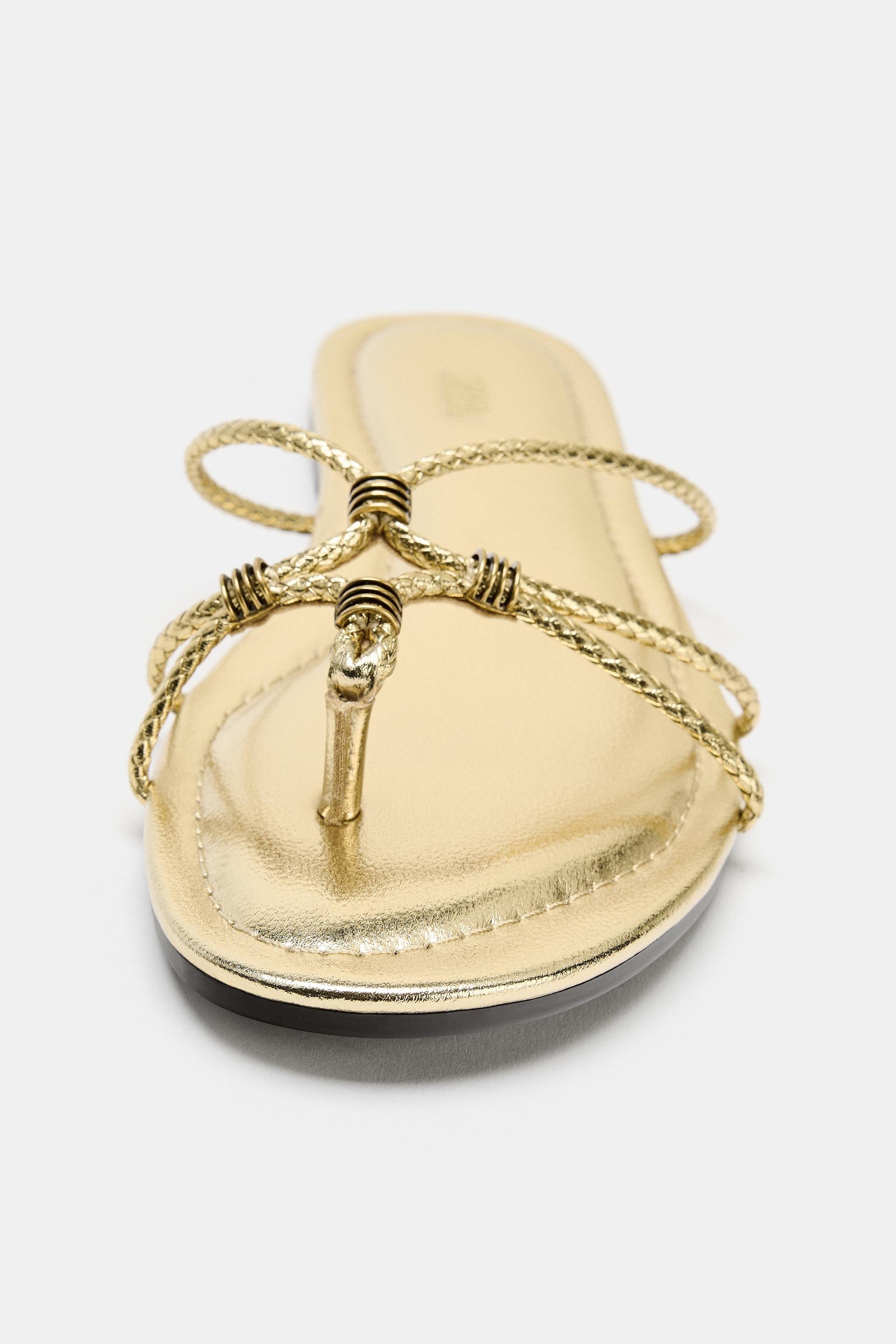 METALLIC BRAIDED SANDALS | Zara UK