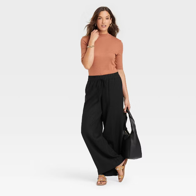 Women's High-Rise Wide Leg Linen Pull-On Pants - A New Day™ | Target