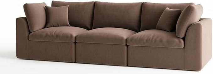 ohllob 110" Cloud Sectional Couches for Living Room, Boneless L-Shape Couch with Ottoman, 3 Seate... | Amazon (US)