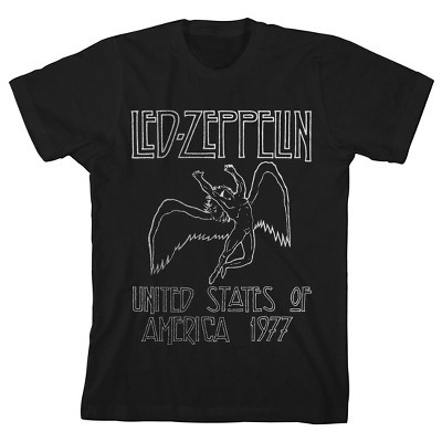 Led Zeppelin Falling Icarus Metallic Print Boy's Black Crew Neck Short Sleeve T-shirt-Medium | Target
