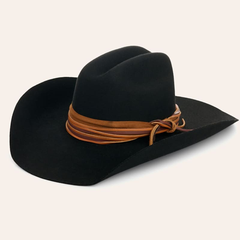Rockin C Women's Black Wesley Creased Leather Wrap Felt Western Hat | Cavender's