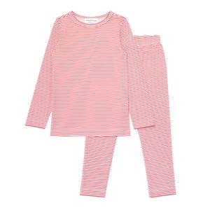 girls red stripe pima pajama set | minnow