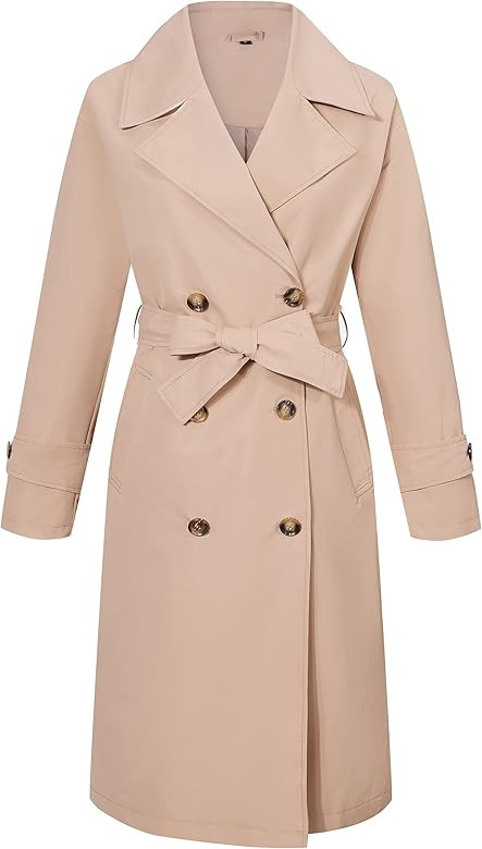 Women Trench Coats Plus Size Double-Breasted 2022 Fall Fashion, Water Resistant Loose Oversized Thin | Amazon (US)