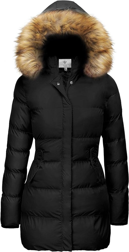 WenVen Women's Winter Thicken Puffer Coat Warm Jacket with Faux Fur Removable Hood | Amazon (US)