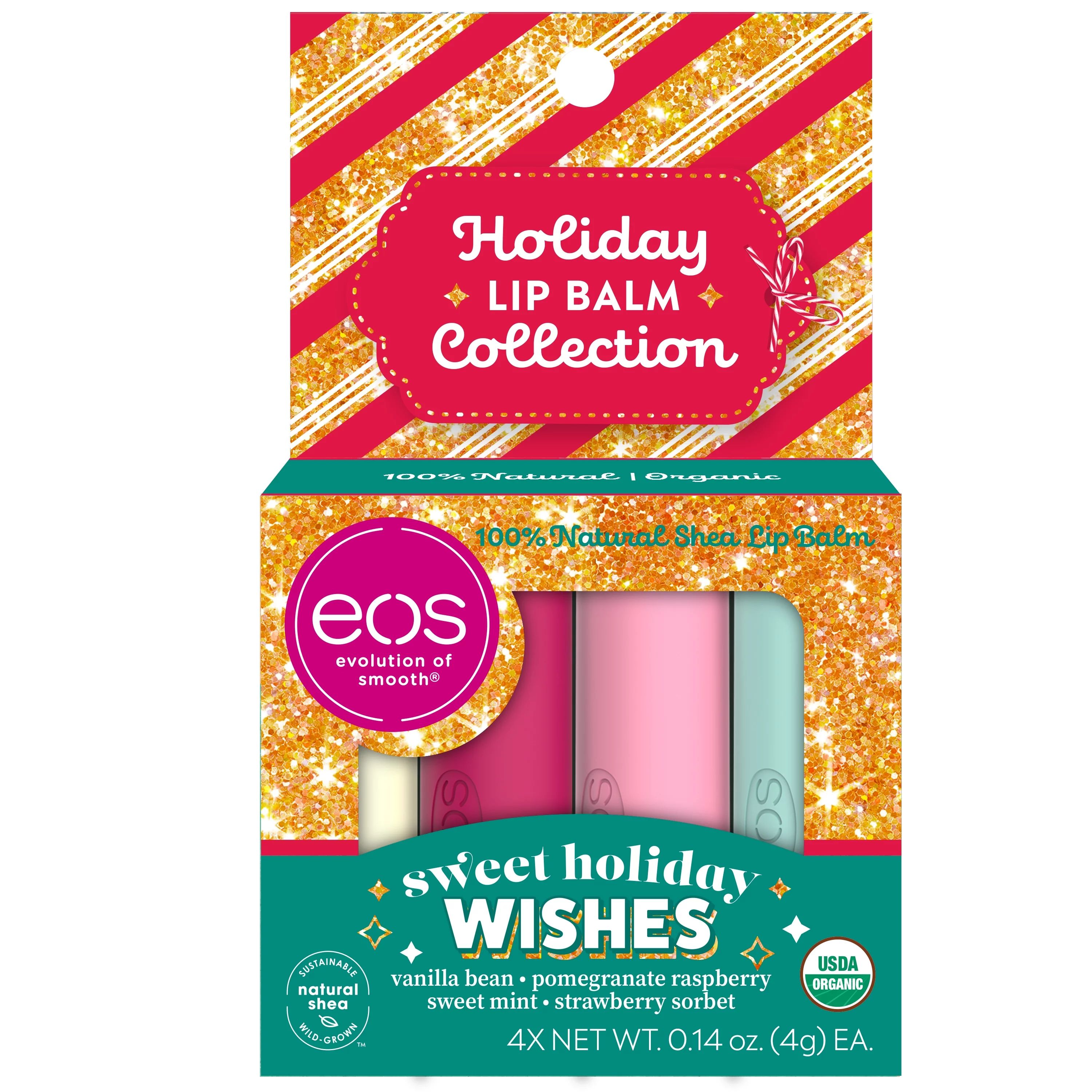 eos Holiday Hydrating Natural Lip Balm, Multi-Flavor, 4 Pack | Walmart (US)