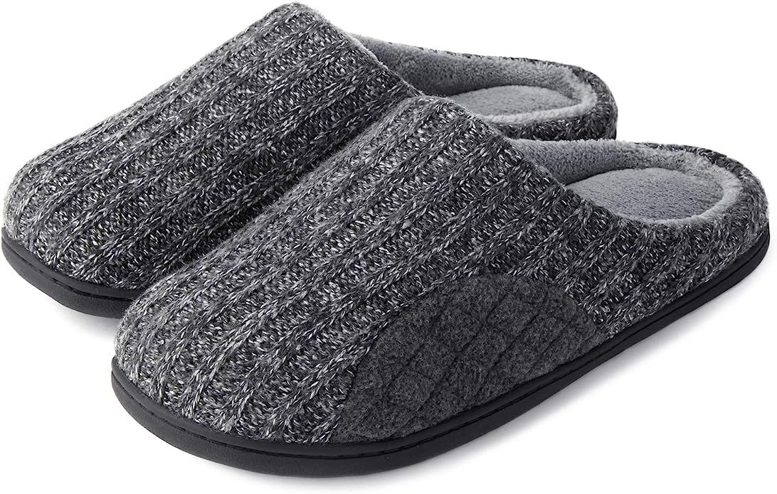 ULTRAIDEAS Men's Cashmere Cotton Knitted Slippers with Cozy Memory Foam and Fuzzy Coral Fleece Li... | Amazon (US)
