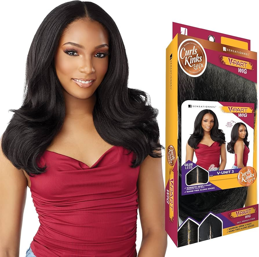 Sensationnel CKCO vpart wig - narrow v-part unit 3 glueless synthetic heat safe hand tied edges -... | Amazon (US)