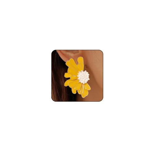 Yellow Flower Earrings for Women Big Yellow Statement Earrings for Women Large Floral Earring Trendy Unique Elegant Fancy Daisy Flower Stud Earring Spring Summer Jewelry | Amazon (US)