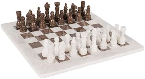 RADICALn 15 Inches Large Handmade White and Grey Oceanic Weighted Marble Full Chess Game Set for ... | Amazon (US)