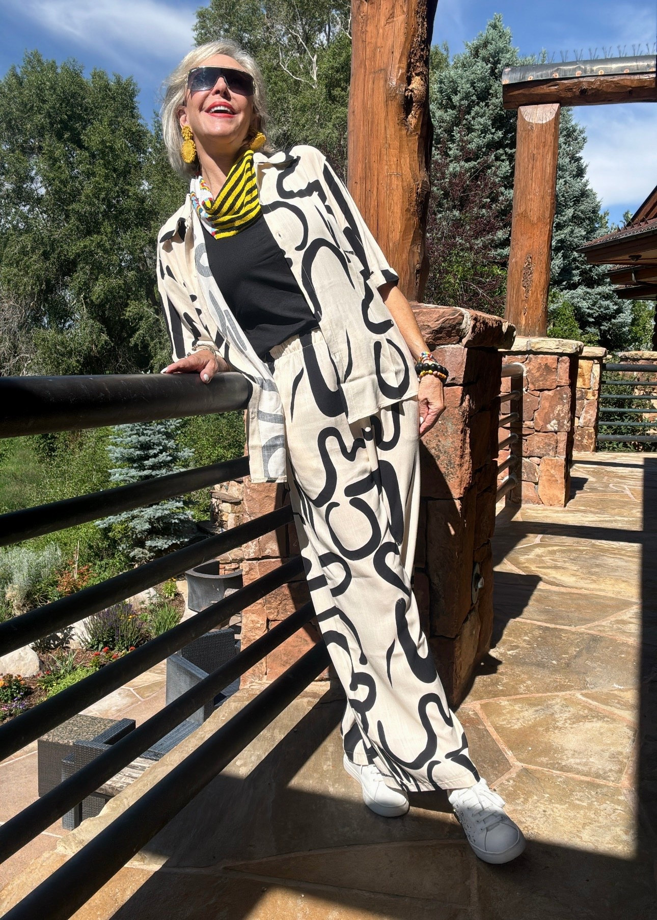 Summer Print 2 Piece Pajama Sets Short Sleeve Button Down Outfit Long Pants Sleepwear Set
Hoka sneakers 
Chico’s tank top
Mignonne Gavigan beaded scarf necklace 
Large sunglasses 

#LTKTravel #LTKOver40 #LTKFindsUnder50