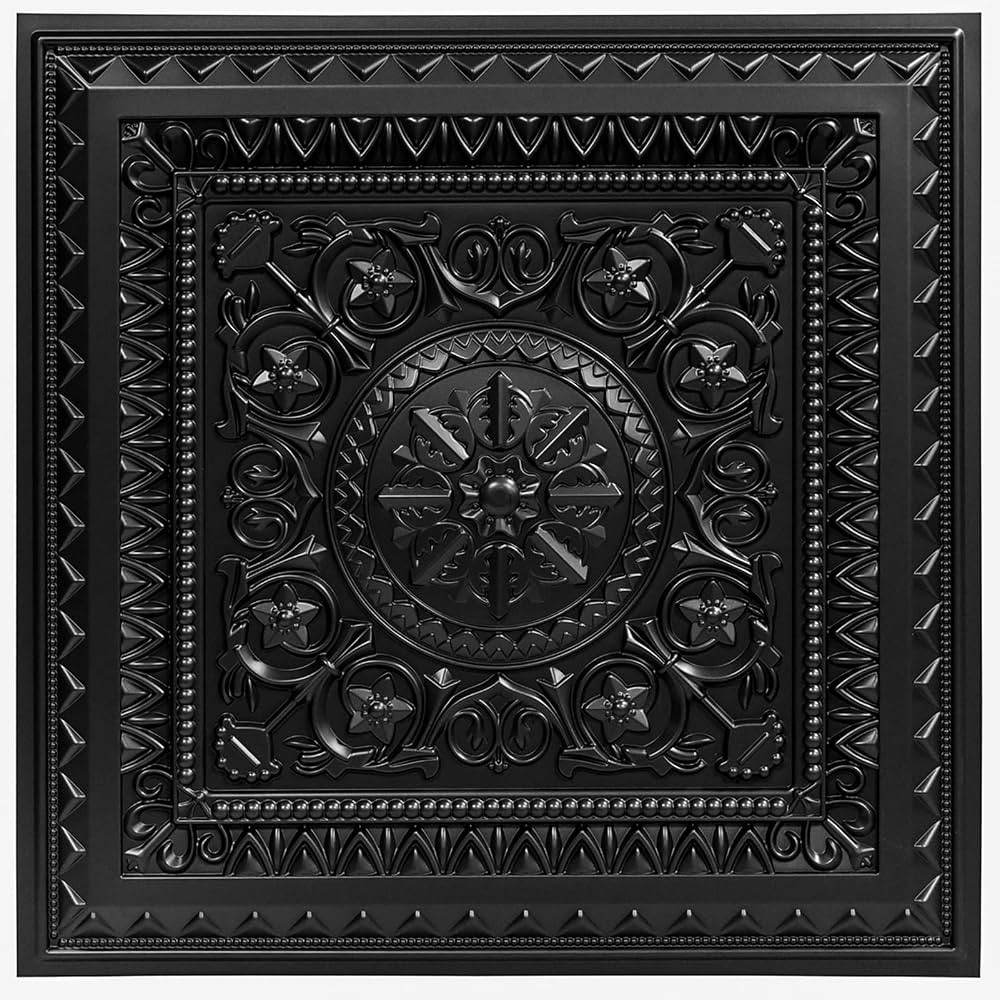 Art3d Drop Ceiling Tiles, Glue up Ceiling Tiles, 2'x2' Plastic Sheet in Black (12-Pack, 48 Sq.ft) | Amazon (US)