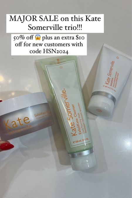 Get this Kate Somerville at home facial kit for 50% off today!! Comes with their famous exfolikate wash, exfolikate treatment, AND glow moisturizer!! Use HSN2024 for an extra $10 off for new customers! @hsn @katesomervilleskincare #HSNinfluencer #loveHSN #ad 

#LTKSaleAlert #LTKBeauty