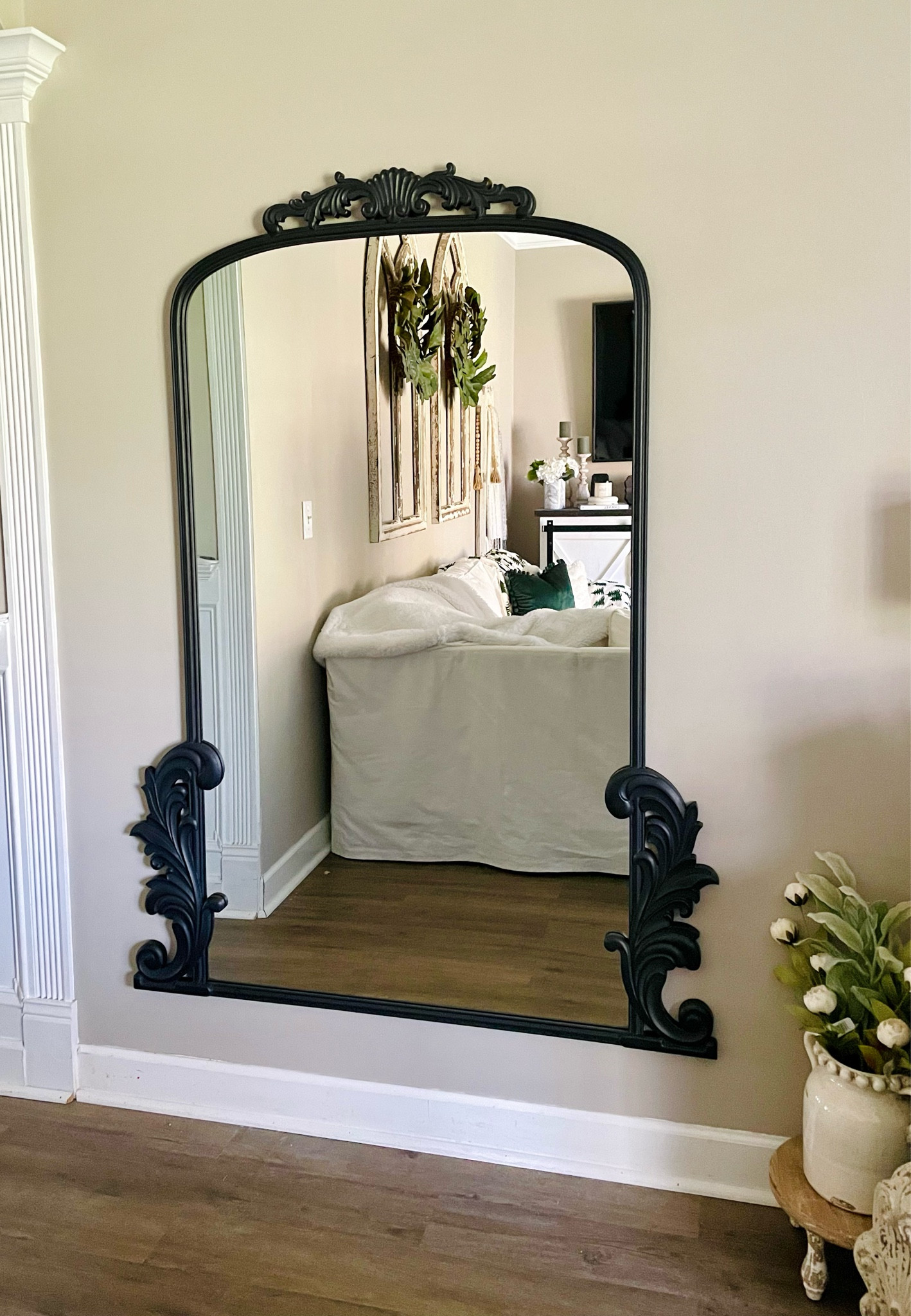 The best Anthro dupe mirror! Currently on sale and comes in black and gold. Hang or leaner mirror.
Ornate scroll mirror 
Floor Mirror
Leaner mirror
Kirklands
Anthropology 
Anthropology dupe
Home decor

#LTKhome #LTKSale #LTKsalealert
