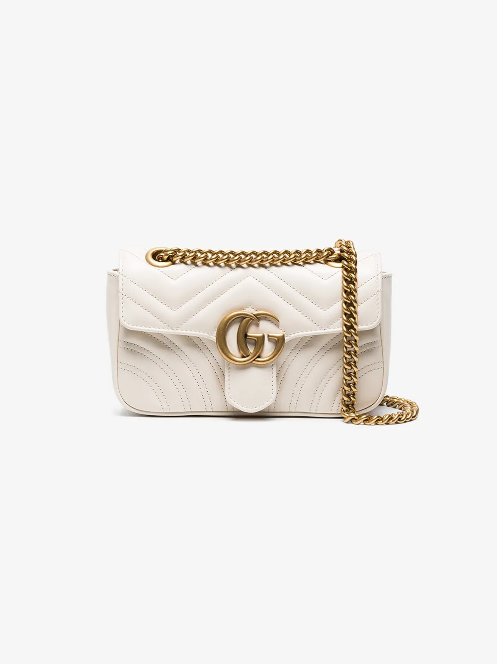 Gucci White GG Marmont Mini Leather shoulder bag | Browns Fashion