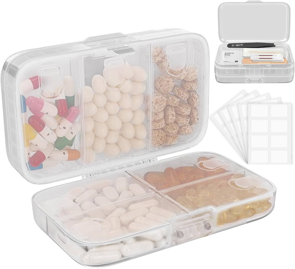 FYY Travel Pill Organizer, Large Weekly Medicine Pill Organizer-Clear | Amazon (US)