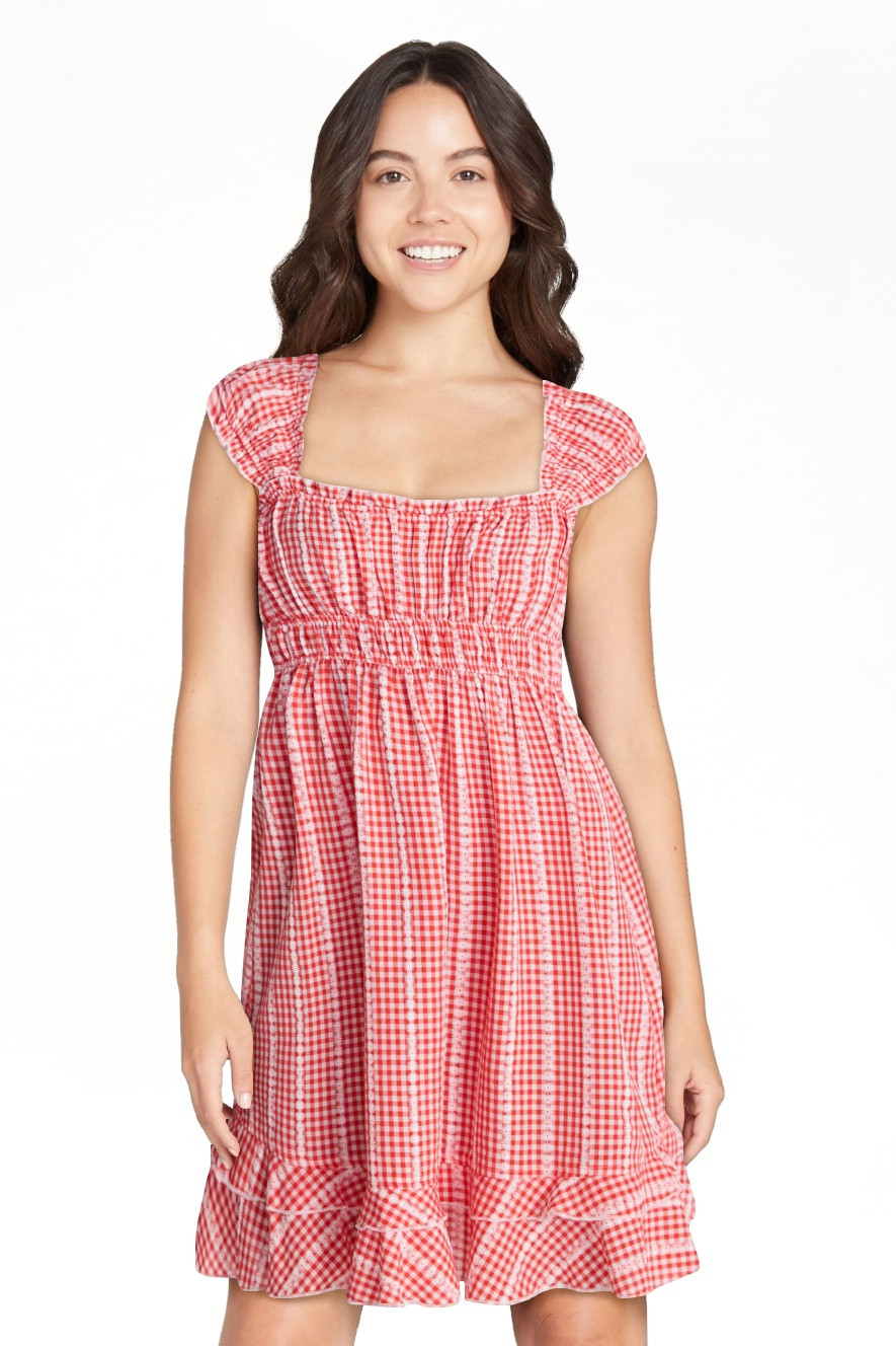 No Boundaries Empire Waist Dress with Cap Sleeves, Women's XXS-XXL | Walmart (US)