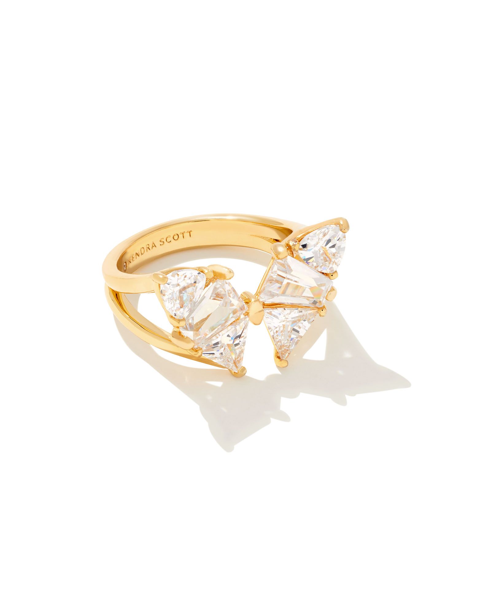 Blair Gold Butterfly Ring in White Crystal | Kendra Scott