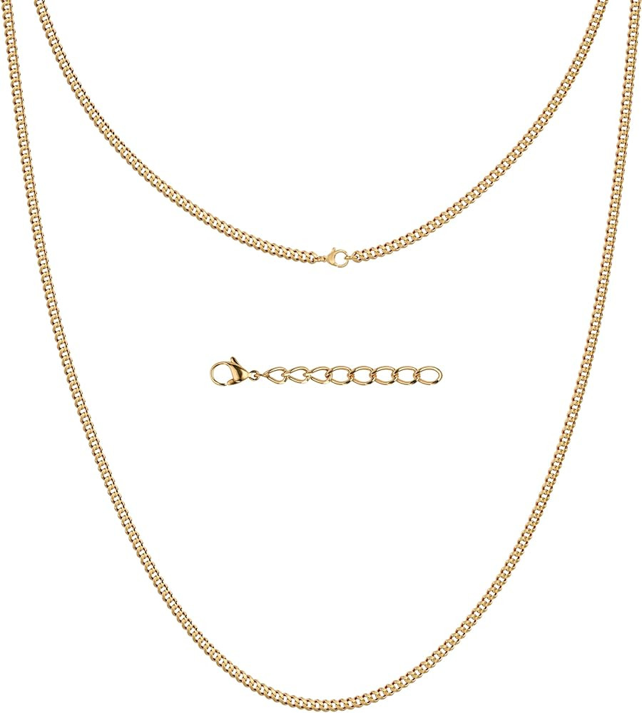 Silvadore 2/4/6mm Mens Necklace Gold/Silver Chain for Men - Stainless Steel Cuban Link Tone - NON... | Amazon (US)