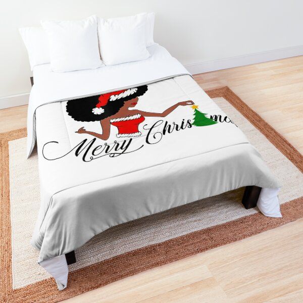 Black African American Santa Apparel Christmas Melanin Comforter | Redbubble (US)