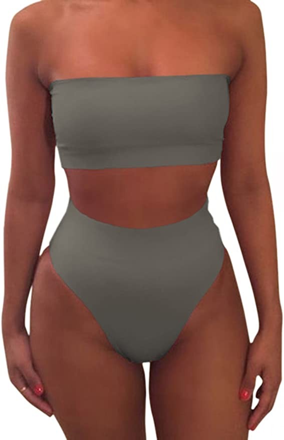 Pink Queen Women's Removable Strap Wrap Pad Cheeky High Waist Bikini Set Swimsuit | Amazon (US)