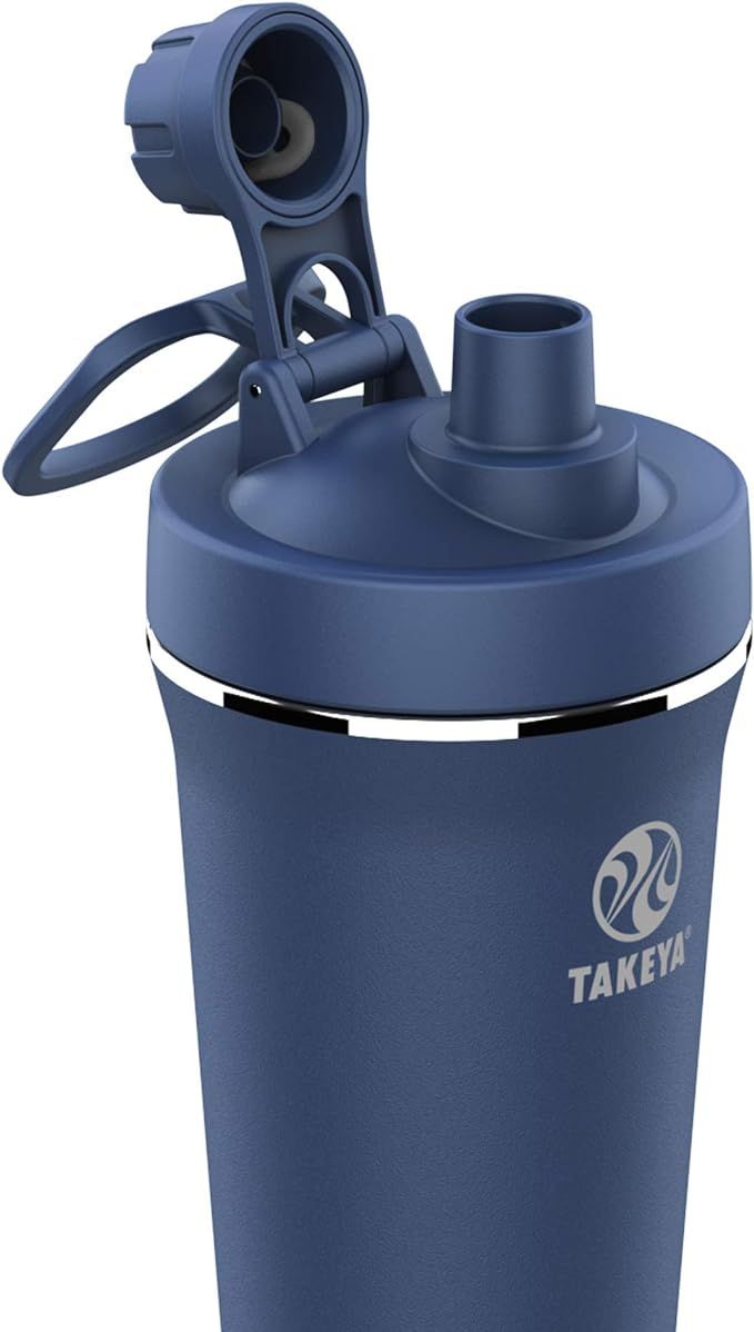 Takeya Stainless Steel Insulated Protein Shaker Tumbler with Spout Lid, 24 Ounce, Midnight Blue | Amazon (US)