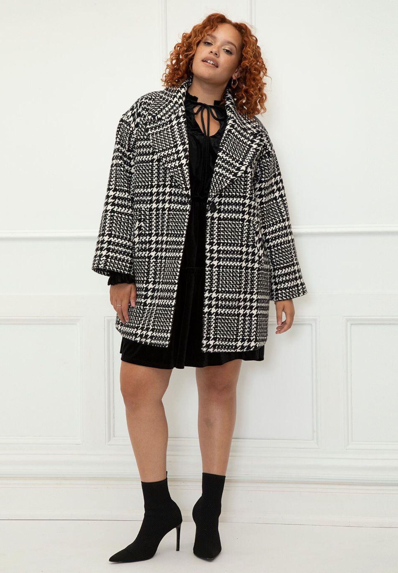 ELOQUII Elements Houndstooth Coat | Eloquii