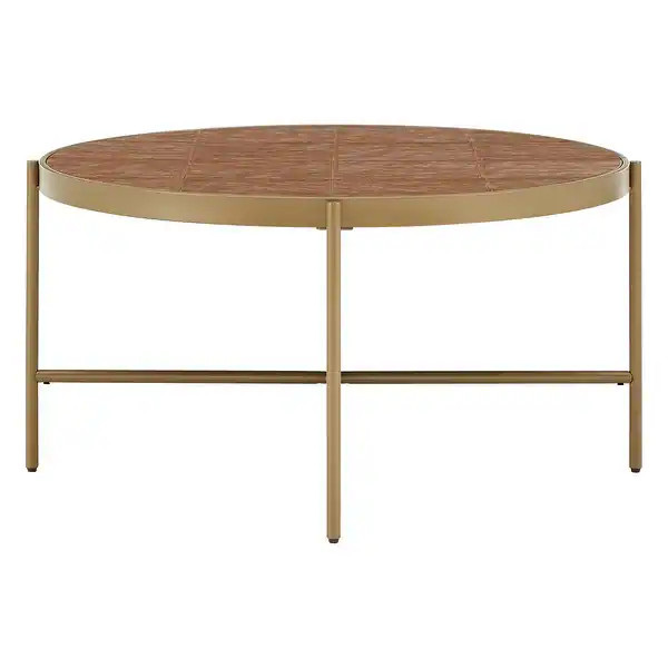 Vanderson Gold Finish Metal and Faux Leather Coffee Table by iNSPIRE Q Modern - Bed Bath & Beyond... | Bed Bath & Beyond