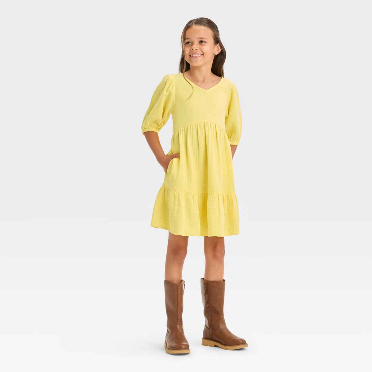 Girls' Short Sleeve Gauze Dress - Cat & Jack™ | Target