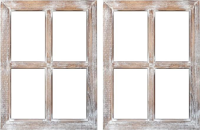 Barnyard Designs Rustic Barn Wood Window Frames, Decorative Country Farmhouse Home Wall Decor, Wo... | Amazon (US)