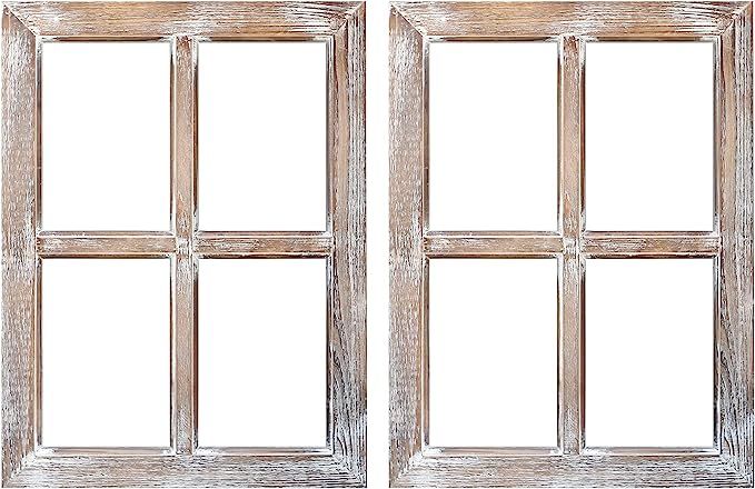 Barnyard Designs Rustic Barn Wood Window Frames, Decorative Country Farmhouse Home Wall Decor, Wo... | Amazon (US)