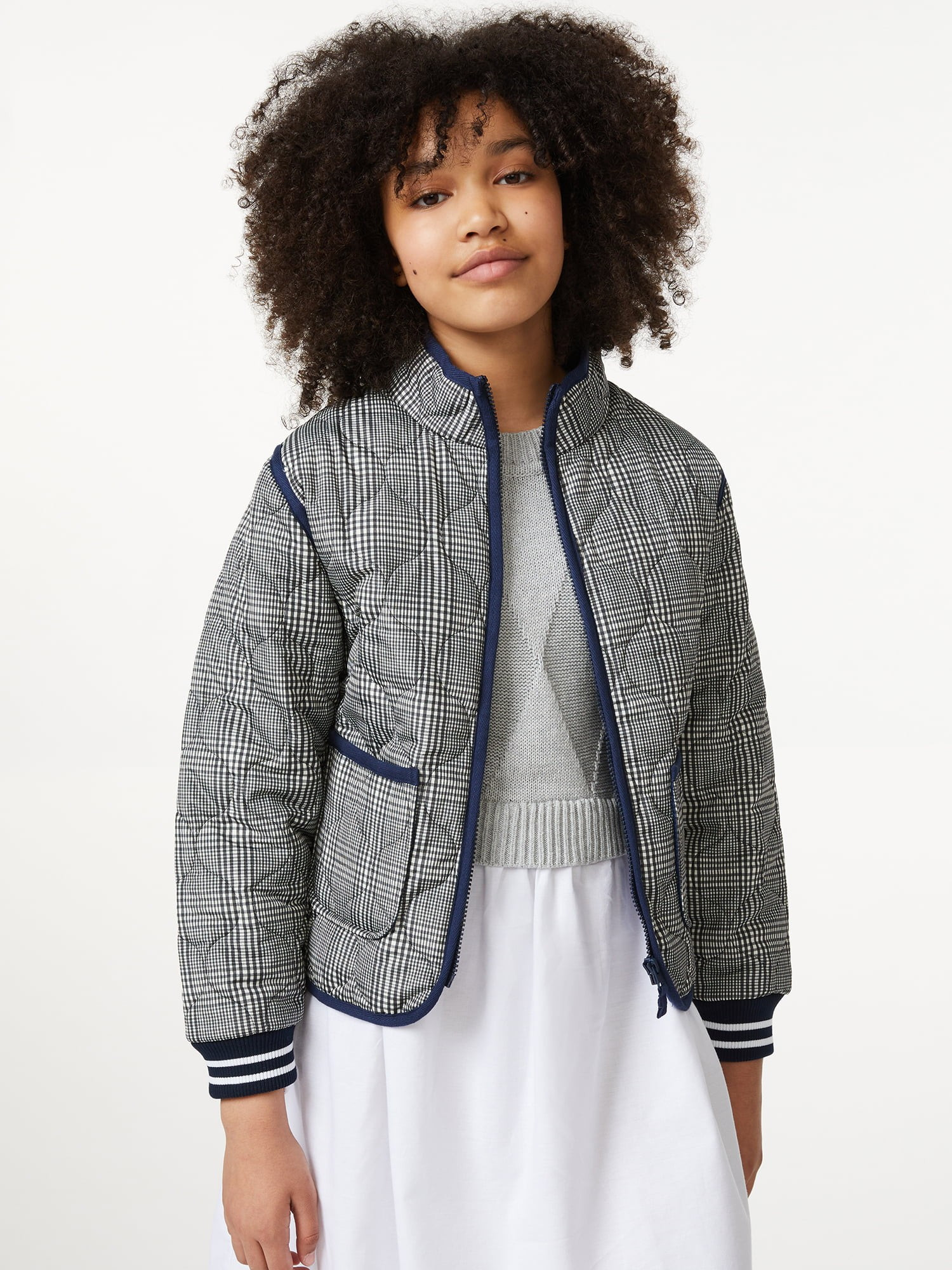 Free Assembly Girls Lightweight Quilted Jacket, Sizes 4-18 - Walmart.com | Walmart (US)